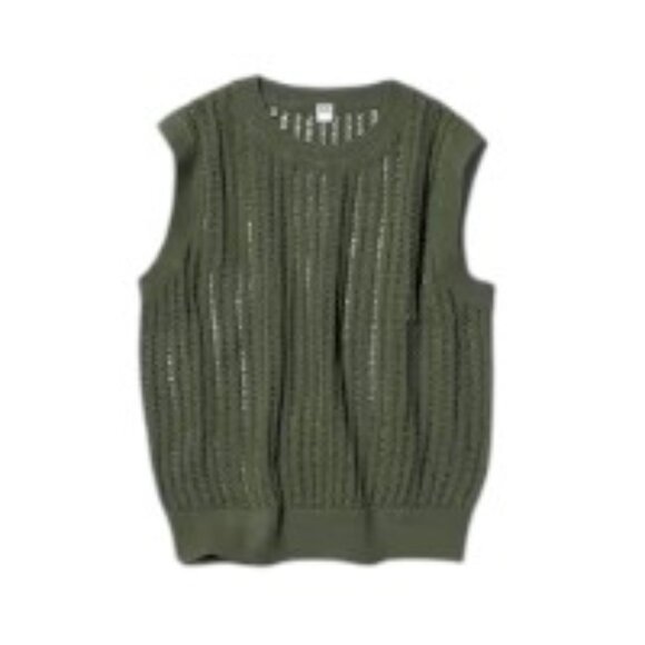 NWOT Uniqlo Mesh Crew Neck Sleeveless Short Sweater - Picture 2 of 7